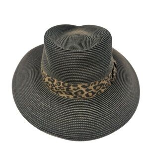 Eric Javits SquisheeStraw Fedora Hat – Leopard Print Band – Packable – UPF 50+